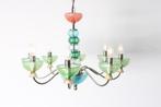 Italiaanse glazen kroonluchter, Ophalen of Verzenden, Gebruikt, Glas, Midcentury, venetiaans