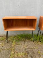 Vintage design teak ‘60 hairpin set open kastjes goede staat, Ophalen, Zo goed als nieuw, 25 tot 50 cm, 50 tot 100 cm