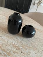 H&m home mini vaasjes helder zwart glas, Zwart, Ophalen of Verzenden, Minder dan 50 cm, Glas