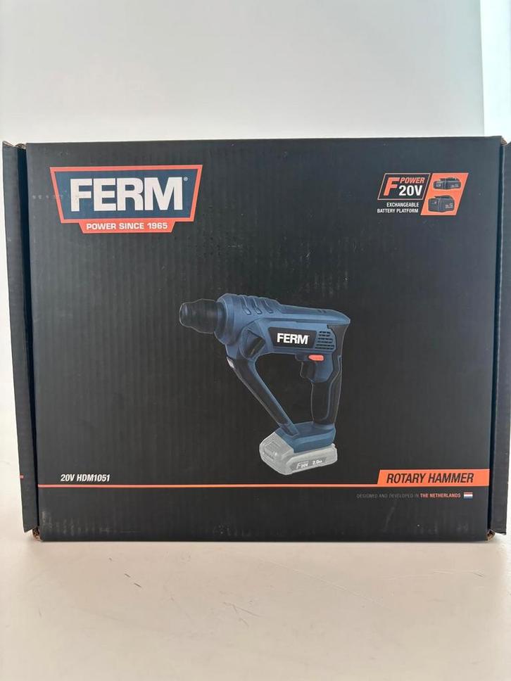Nieuwe FERM 20V Rotary Hammer HDM1051 - Boorhamer, Doe-het-zelf en Verbouw, Gereedschap | Boormachines, Nieuw, Boor- en/of Breekhamer