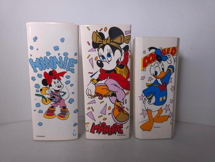 Coccio Disney Minnie Donald radiatorbakjes jaren 80 Kerst, Verzamelen, Disney, Gebruikt, Beeldje of Figuurtje, Mickey Mouse, Ophalen of Verzenden
