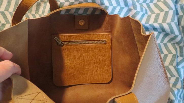 Shabbies shopper, leren tas, cognac bruin, ruime maat, Sieraden, Tassen en Uiterlijk, Tassen | Damestassen, Nieuw, Shopper, Bruin