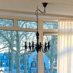 Zwarte metalen kroonluchter, Huis en Inrichting, Lampen | Kroonluchters, Ophalen, Gebruikt, Metaal, Landelijk