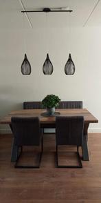 Eettafel met bank en stoelen, Ophalen, Rechthoekig, 150 tot 200 cm, 50 tot 100 cm