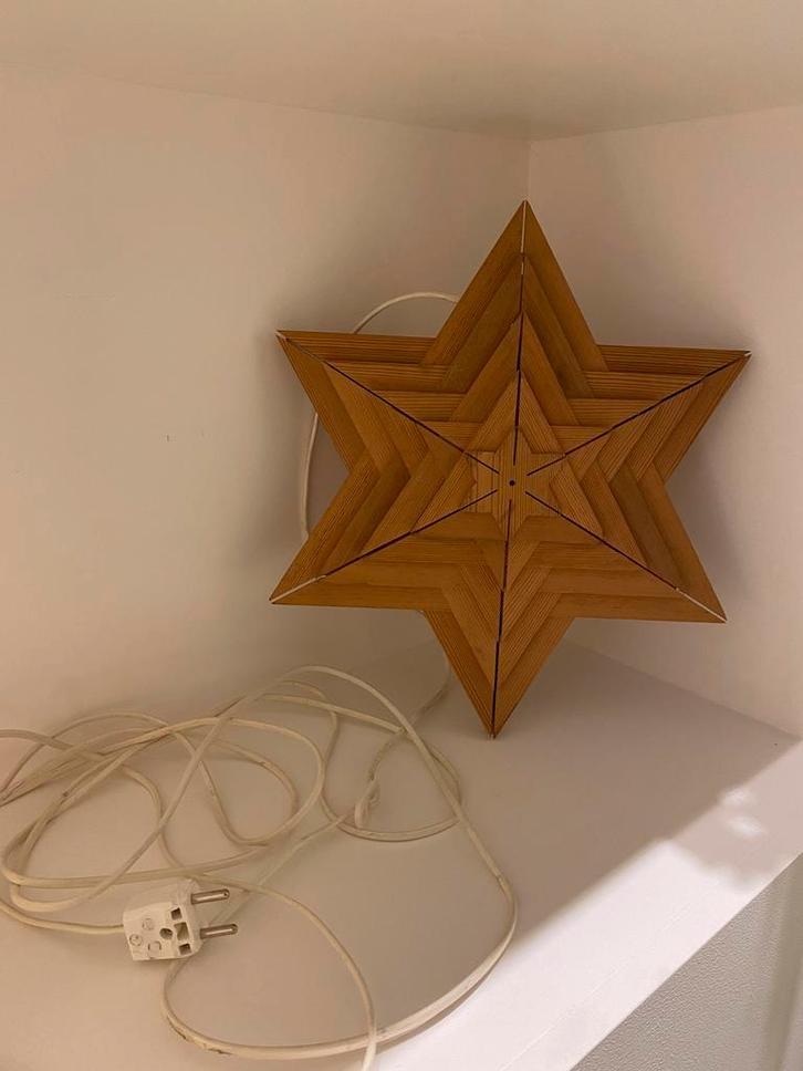 Vintage kersster hout met verlichting, Huis en Inrichting, Lampen | Wandlampen, Gebruikt, Hout, Ophalen of Verzenden