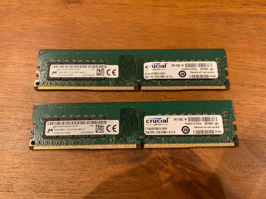 32GB - 2x 16GB DDR4 desktop geheugen - Crucial ct16g4dfd8213, Computers en Software, RAM geheugen, 32 GB, DDR4, Ophalen of Verzenden
