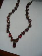 PRACHTIGE KETTING MET MOOIE EDELSTEENTJES ROOD EN ORANJE, Verzenden, Overige materialen, Ketting