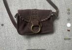 Tas tasje schoudertasje suede donkerbruin, Ophalen of Verzenden, Zo goed als nieuw, Bruin, Schoudertasje