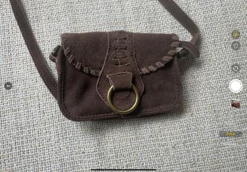 Tas tasje schoudertasje suede donkerbruin beschikbaar voor biedingen