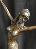 Bronzen charmante dame D.H Chiparus 45cm zuiver brons, Ophalen of Verzenden