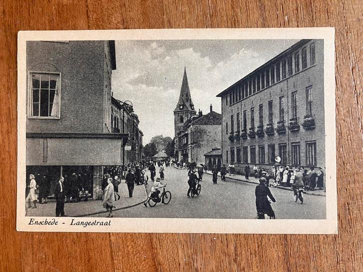 Enschede - Langestraat, Verzamelen, Ansichtkaarten | Nederland, Ongelopen, Overijssel, 1920 tot 1940, Ophalen of Verzenden