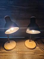2 ZGAN Tafellampen - Zwart Metaal & Houten Voet, Ophalen of Verzenden, Zo goed als nieuw, Modern, Minder dan 50 cm