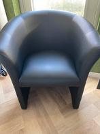 Zwart leren kuip stoeltjes, Huis en Inrichting, Fauteuils, Ophalen, Minder dan 75 cm, Zo goed als nieuw, Modern