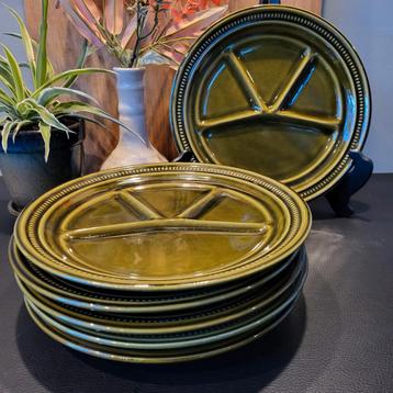 Vintage Groene Fondue Borden - 6 stuks beschikbaar voor biedingen
