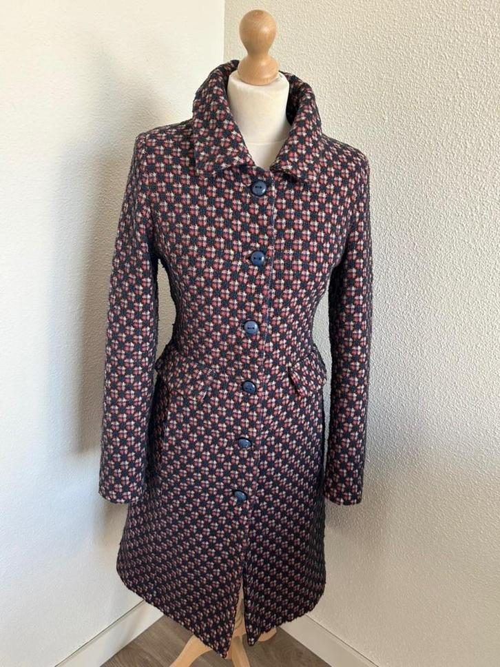 King Louie maat L retro winter jas 2593, Kleding | Dames, Jassen | Winter, Zo goed als nieuw, Maat 42/44 (L), Blauw, Ophalen of Verzenden