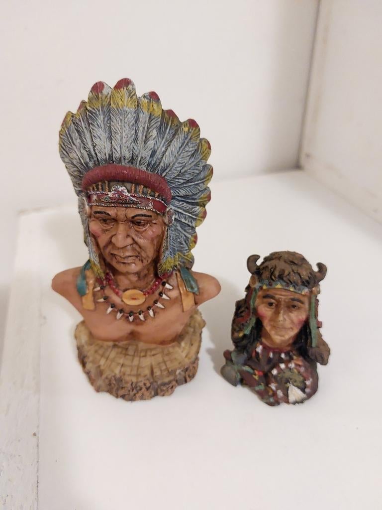 2x Indiaan Beeldje - Groot & Klein, Ophalen of Verzenden