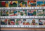 Houten leesplankje met: Roos, haan, lies enz.
Jaren 1940/50, Ophalen of Verzenden, Overige thema's