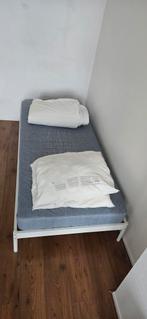 Bed frame + mattress + duvet + 2 pillows, Ophalen, 90 cm, Eenpersoons, Wit