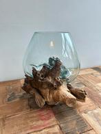 Druppelvaas op Boomstronk - Uniek Decoratieobject, Overige kleuren, Ophalen of Verzenden, Minder dan 50 cm, Glas