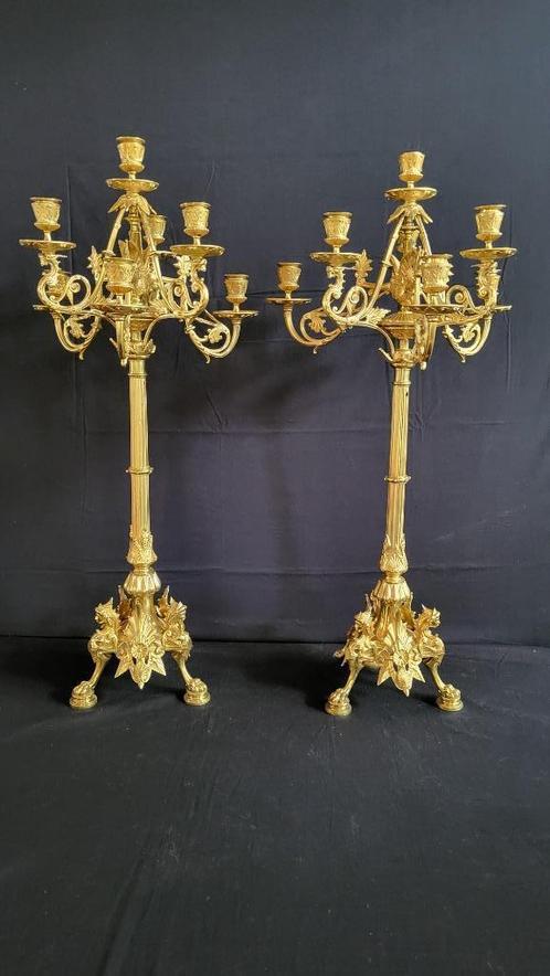 Antieke Franse Bronzen Empire Stijl Kandelaren ca.1860 (8), Antiek en Kunst, Antiek | Kandelaars, Koper of Brons, Ophalen of Verzenden