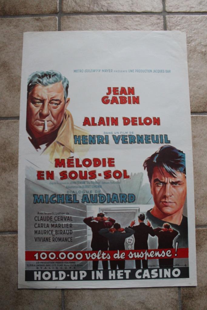 filmaffiche Alain Delon Mélodie en sous-sol filmposter, Verzamelen, Posters, Zo goed als nieuw, Film en Tv, A1 t/m A3, Rechthoekig Staand