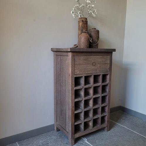 Wijnkastje kast kastje driftwood landelijk sober stoer hout, Huis en Inrichting, Woonaccessoires | Wijnrekken, Nieuw, Minder dan 50 cm
