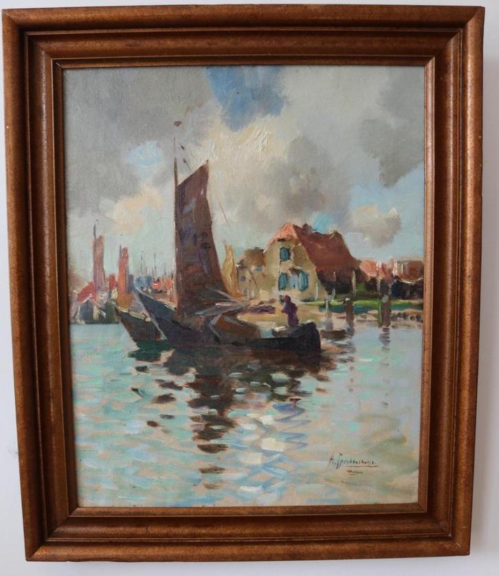 Albert Klein Sprokkelhorst (1887-1968) schilderij Volendam, Antiek en Kunst, Kunst | Schilderijen | Klassiek, Ophalen of Verzenden