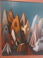 Hans van Rossem – Abstract landschap (1975) – Olieverf, Antiek en Kunst, Ophalen of Verzenden