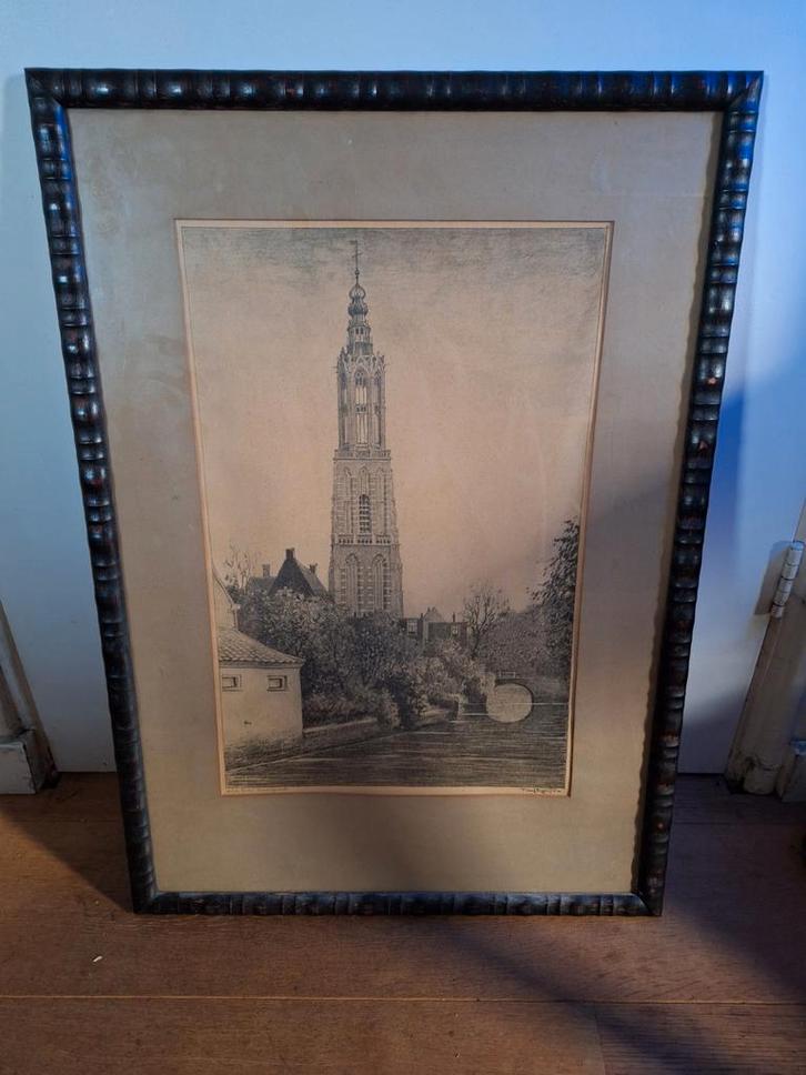 Paul Bodifee ets Amersfoortse kerktoren, ingelijst, Antiek en Kunst, Kunst | Etsen en Gravures, Ophalen