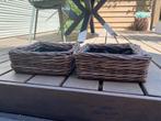 2 rieten manden - vierkant 32x32x13, Ophalen, Gebruikt, Minder dan 30 cm, Minder dan 60 cm