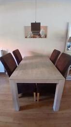 Eiken Eettafel Whitewash + 6 Stoelen, Huis en Inrichting, Tafels | Eettafels, Ophalen