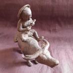 Antiek Beeldje IJzer Fluitspelend Jochie op Waterbuffel Yak, Antiek en Kunst, Verzenden