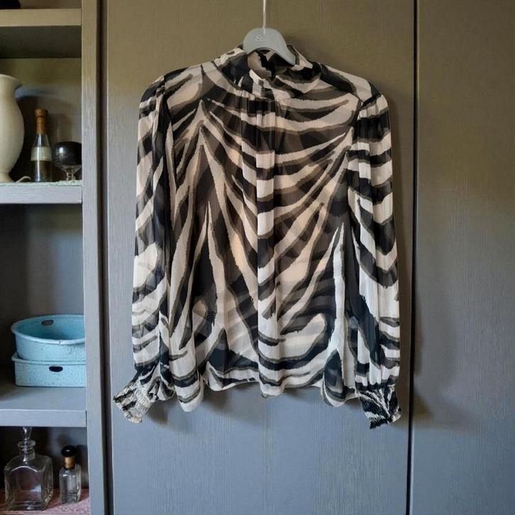 STUDIO ANNELOES IZZA zebra crêpe top mt XXL, Kleding | Dames, Tops, Nieuw, Maat 46/48 (XL) of groter, Beige, Lange mouw, Verzenden