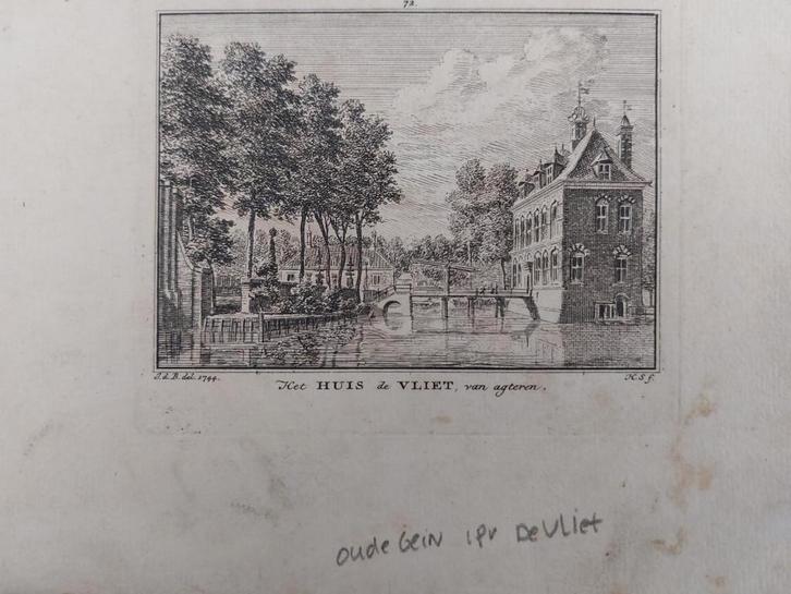 72 / Oude Gein (ipv Huis de Vliet ) bij Lopik Kopergravure, Antiek en Kunst, Kunst | Etsen en Gravures, Ophalen of Verzenden