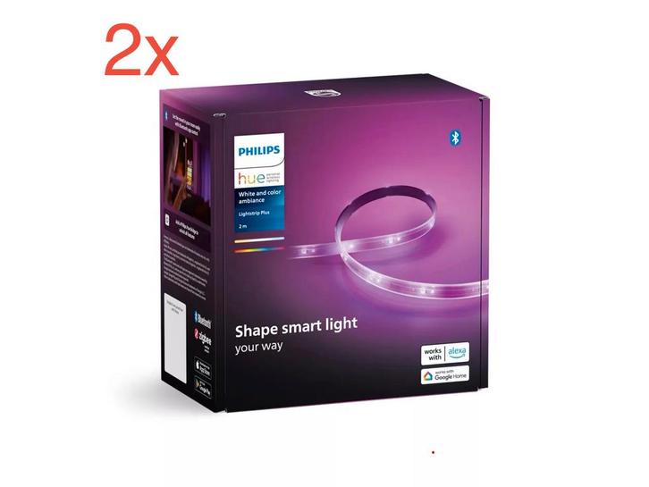 2 x Philips Hue Colour & White Light Strip 2 Meter, Huis en Inrichting, Lampen | Losse lampen, Zo goed als nieuw, Led-lamp, Minder dan 30 watt