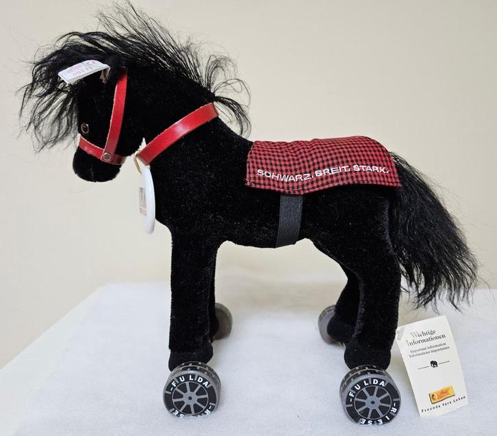 Steiff op wielen beer paard pony paardje mohair gelimiteerd, Verzamelen, Beren en Cherished Teddies, Gebruikt, Stoffen beer, Cherished Teddies