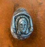 Zilver Griekse antieke orthodox Jesus en Maria Egg icoon., Antiek en Kunst, Ophalen of Verzenden