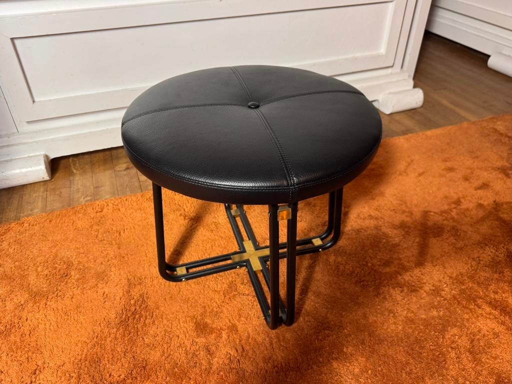 Stellar Works Chillax design kruk in zwart leer en messing, Staal, Ophalen of Verzenden, Zo goed als nieuw, /