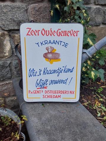 Emaille Reclamebord Bord T'"Kraantje Oude Genever beschikbaar voor biedingen