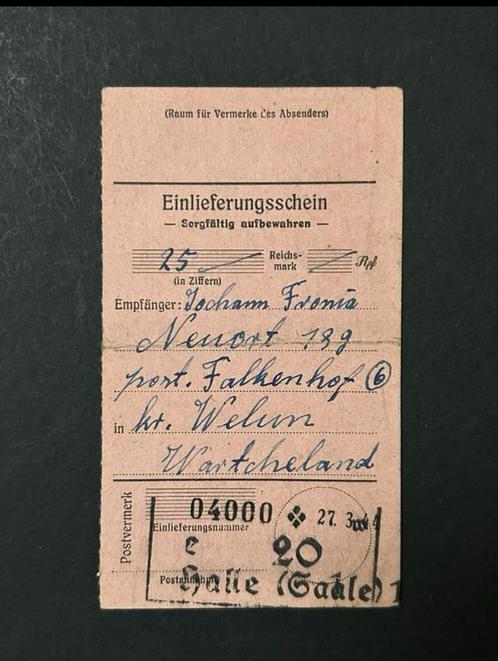 WWII Einlieferungsschein Litzmannstadt, Verzamelen, Militaria | Tweede Wereldoorlog, Landmacht, Amerika, Ophalen of Verzenden