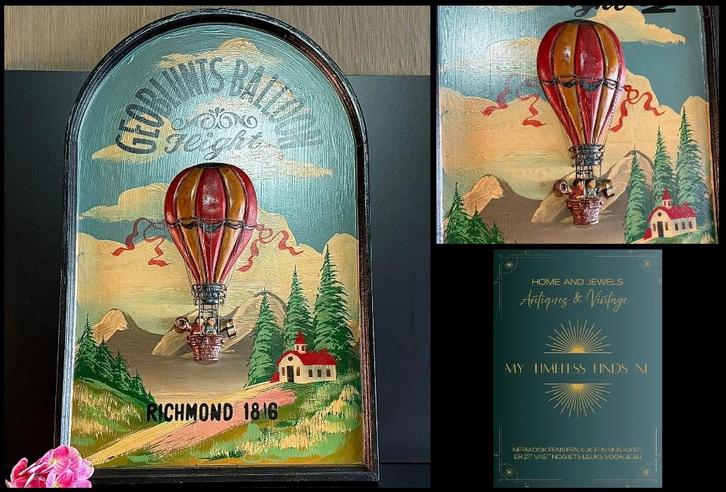 Vintage 3D Pubbord luchtballon - LS, Antiek en Kunst, Curiosa en Brocante, Ophalen of Verzenden