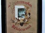 Antiek borduurwerk ca. 1892 in originele antieke lijst, Antiek en Kunst, Curiosa en Brocante, Ophalen of Verzenden
