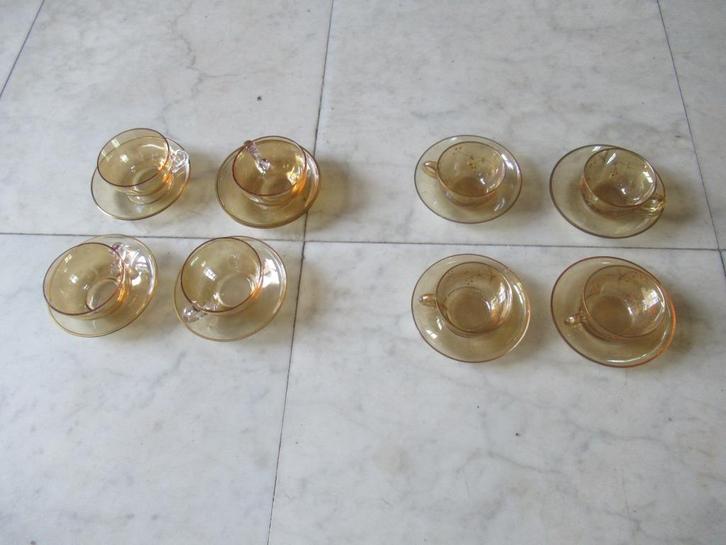 2x 4 Biedemaier  Kop en Schoteltjes, Verzamelen, Porselein, Kristal en Bestek, Zo goed als nieuw, Kop en/of schotel, Kristal, Ophalen of Verzenden