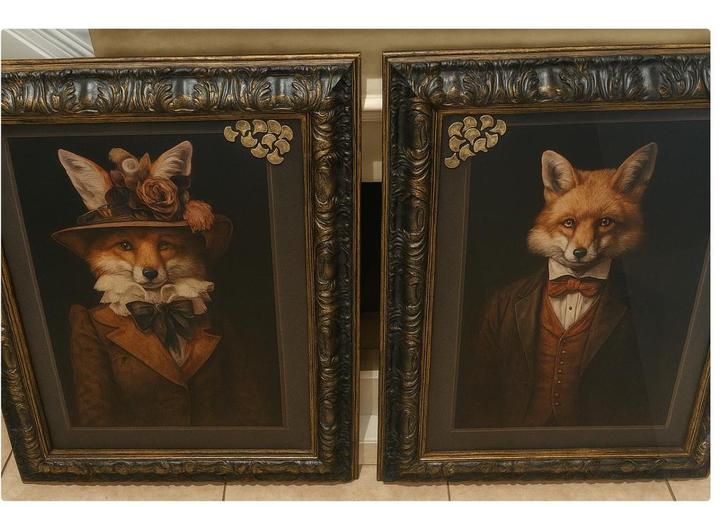 Prachtige set vosportretten, Huis en Inrichting, Woonaccessoires | Kamerschermen, Zo goed als nieuw, Ophalen of Verzenden