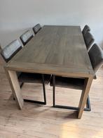 Houten eettafel - zes persoons, Huis en Inrichting, Ophalen, Zo goed als nieuw, 6 tot 8 stoelen