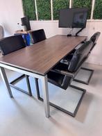 4 lederen stoelen met metalen frame, Antiek en Kunst, Ophalen