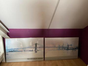 Tweeluik Brooklyn Bridge - Oud Rose Lijsten beschikbaar voor biedingen