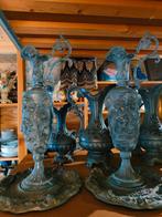 Tinnen vazen met een schaal onder., Antiek en Kunst, Antiek | Tin, Ophalen of Verzenden