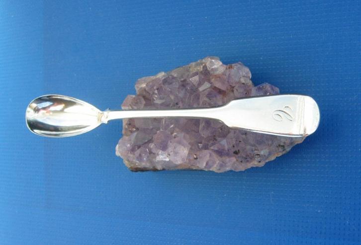 Zilveren mosterd lepel met lange steel, Antiek en Kunst, Antiek | Bestek, Verzenden