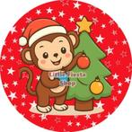 L750 icing frosting kerst aapje 20cm eetbare taart print, Ophalen of Verzenden, Nieuw, Taarten, Versiering